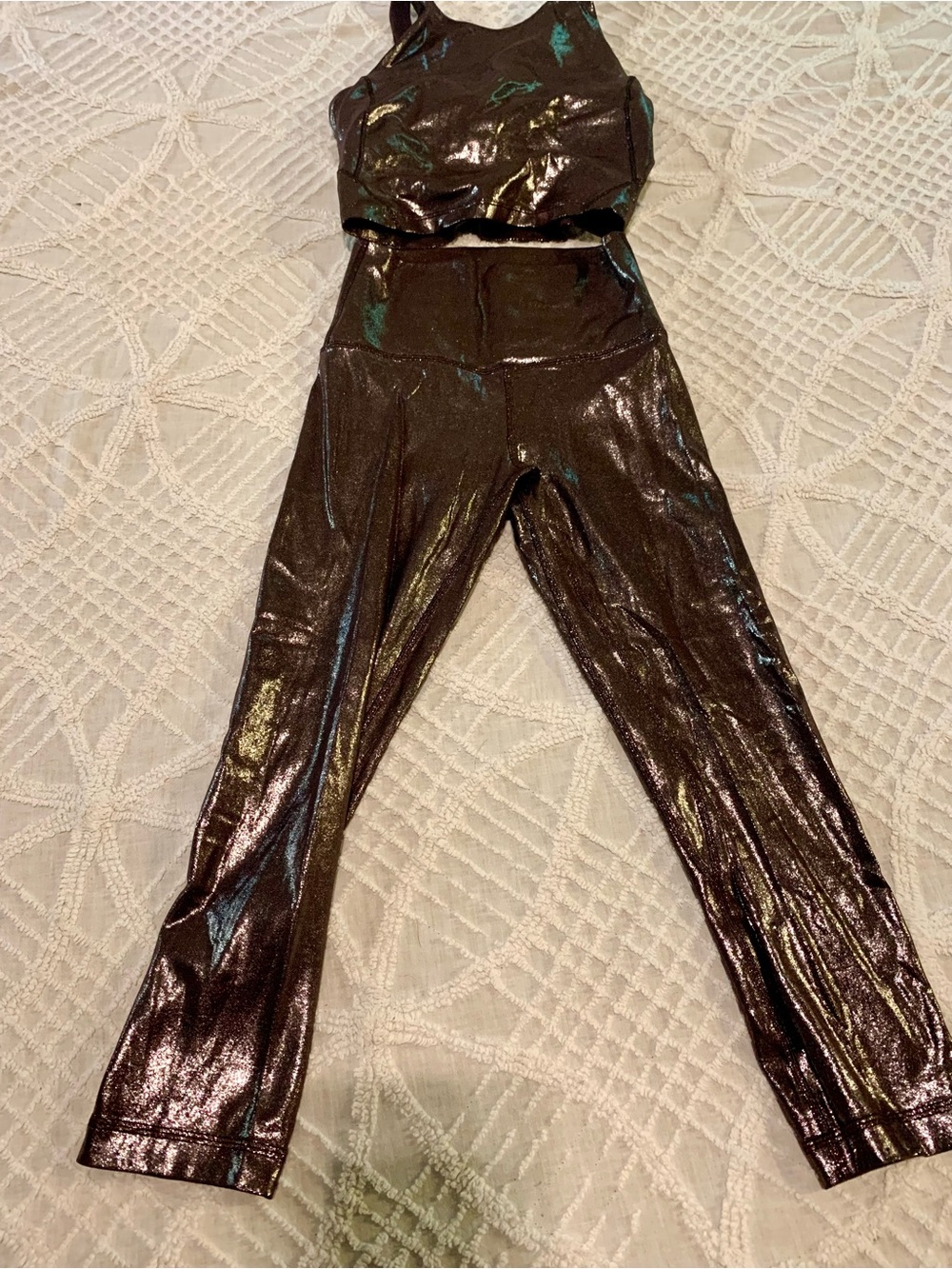 Lululemon Shimmer Black- Gold High-Waist Metallic Capri Leggings